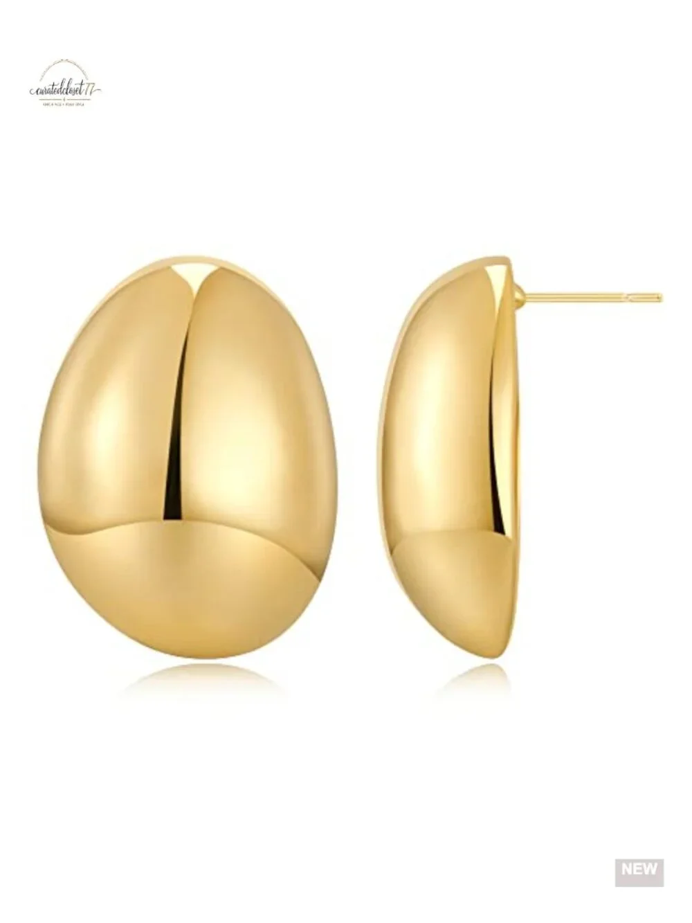 Gold Plated Big Oval Dome Circle Square Ball Hoop Earrings Statement Geometric